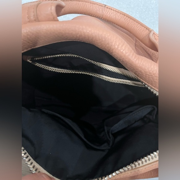 ALEXANDER WANG Soft Pebbled Lambskin Rocco Tan Pale Shoulder Handbag Gold Accent - Picture 11 of 13